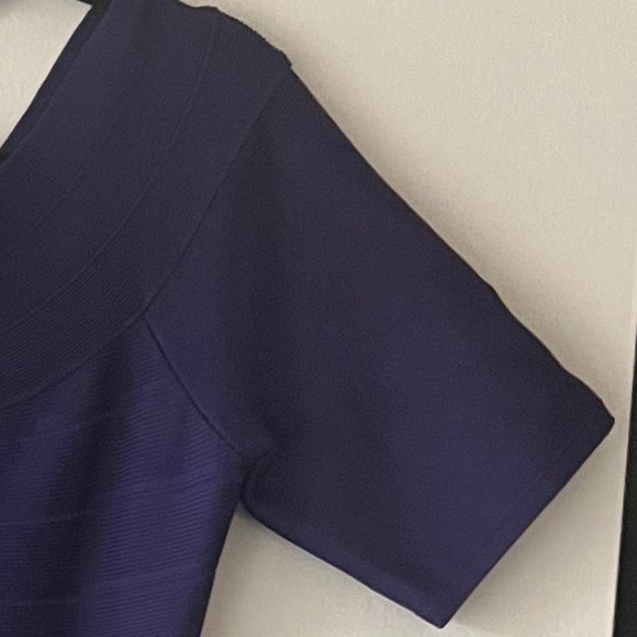 Herve Leger Liza Bandage Plum Berry Boat Neck Flared Dress Authentic - Picture 16 of 16